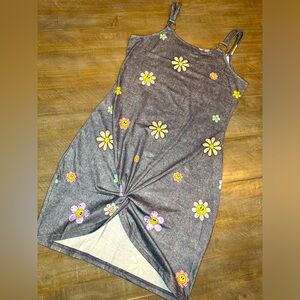 ⭐️Women’s Retro Floral Smiley Face Dress with Silver Rings on Straps